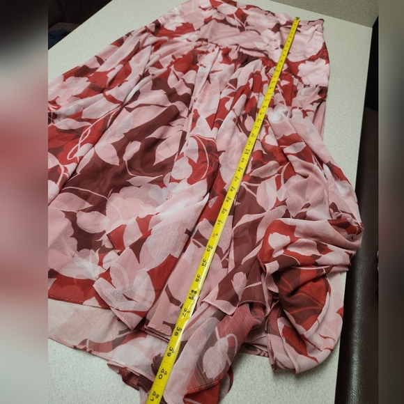 Misa Los Angeles Yara Maxi Skirt Pink Red Flora Rosada Floral Print Size Large